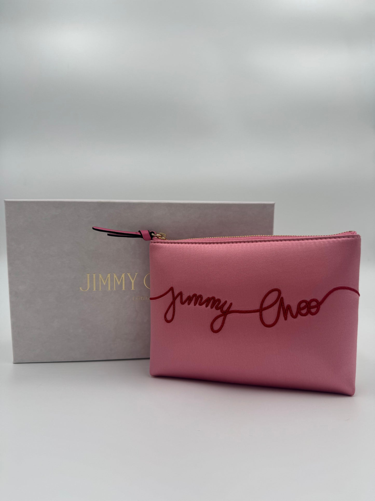 Jimmy Choo Satin Silk Soft Pouch Clutch 