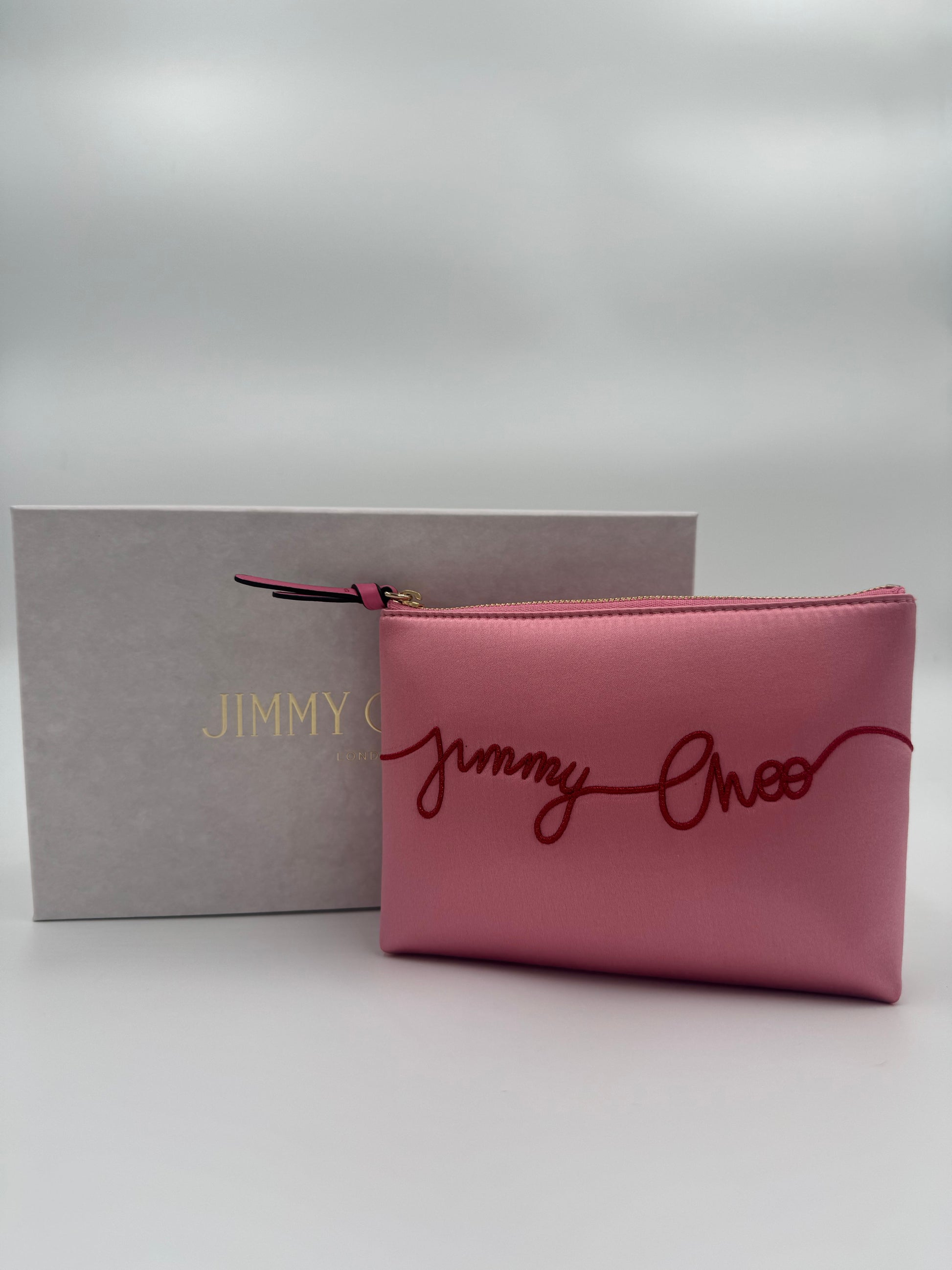 Jimmy Choo Satin Silk Soft Pouch Clutch 