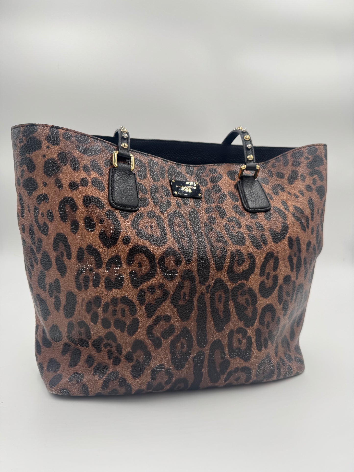 Dolce & Gabbana Leder Shopper Leopard