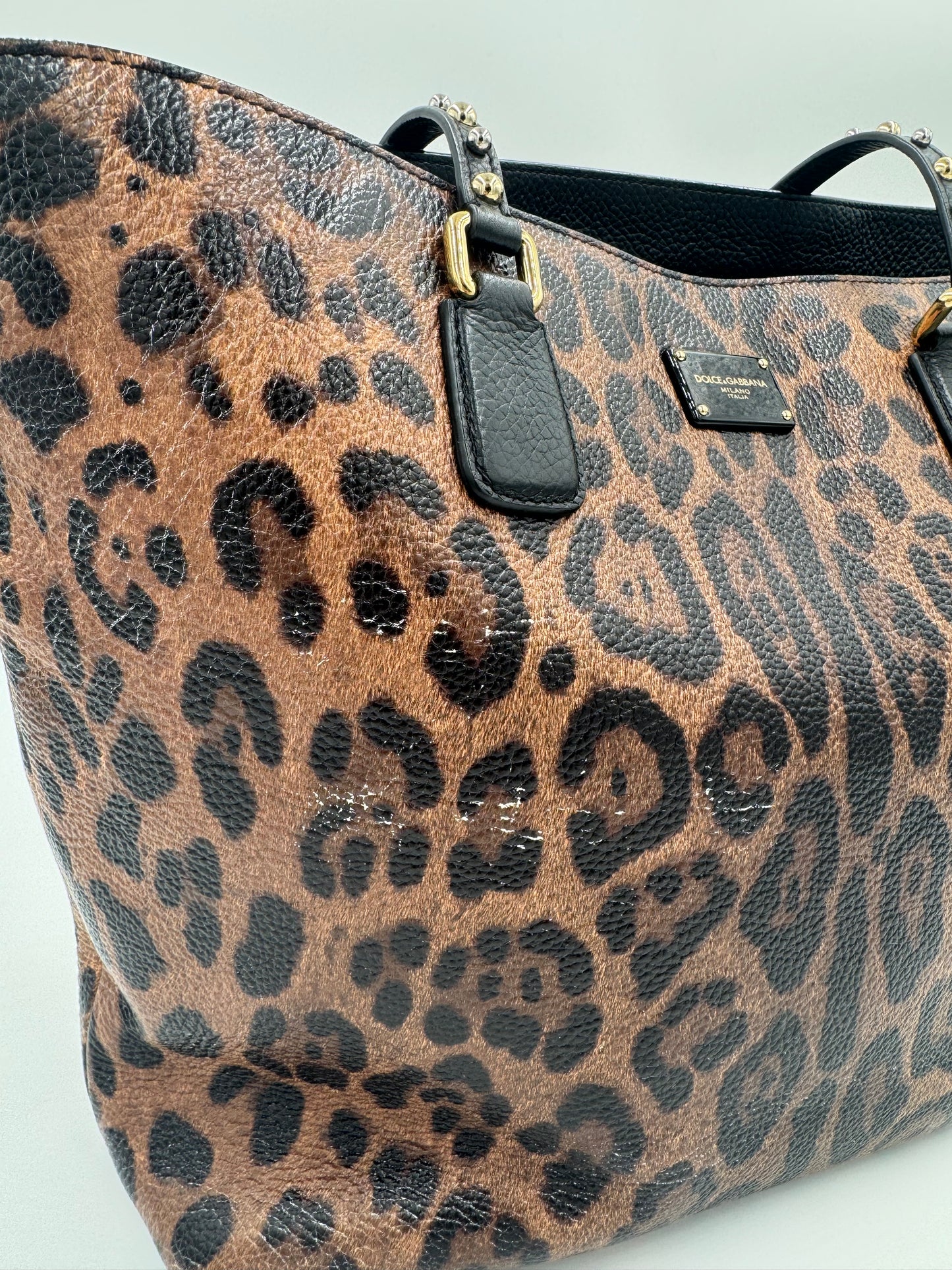 Dolce & Gabbana Leder Shopper Leopard